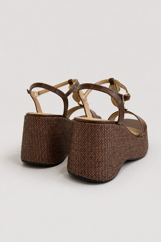 Zeppa platform in pelle Marrone
