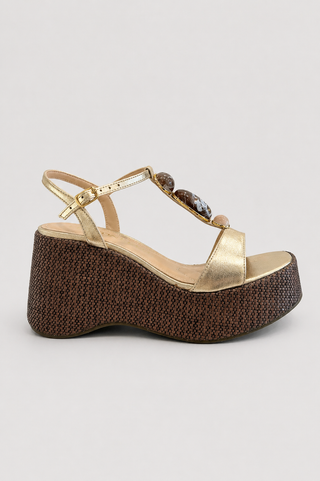Zeppa platform in pelle Platino