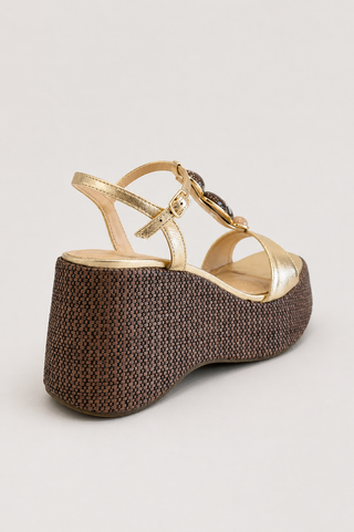 Zeppa platform in pelle Platino