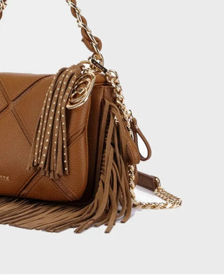 Isabel – Borsa a spalla piccola con frange Cuoio