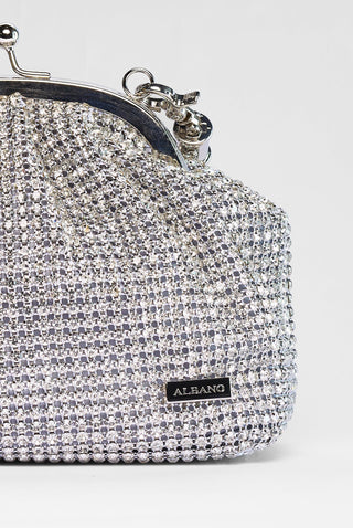 Borsa piccola Albano con strass all-over Argento